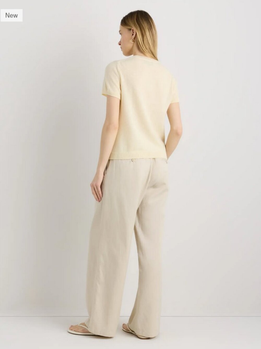 Mongolian Cashmere Tee in Pale Custard Yellow - Picture 6 of 7